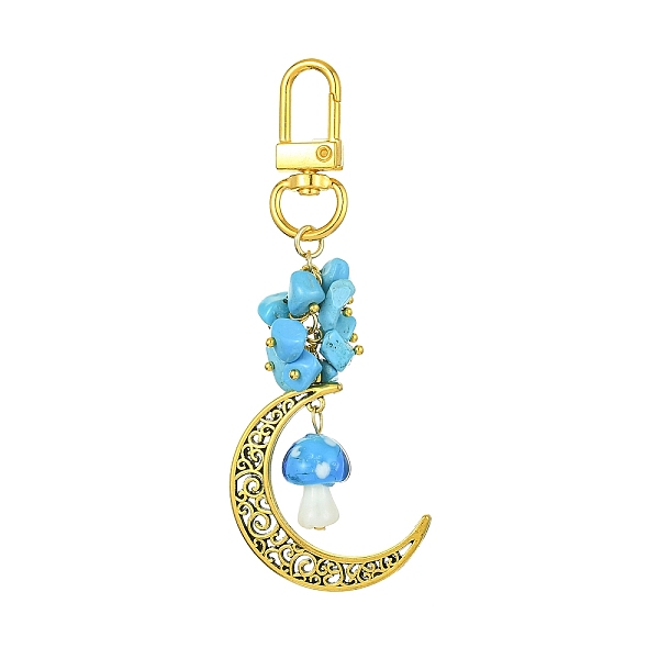 PandaHall Hollow Moon Alloy Pendant Decoraiton, with Gemstone Chip Beads and Mushroom Handmade Lampwork Beads, Alloy Swivel Clasps, 95mm...
PandaHall Hollow Moon Alloy Pendant Decoraiton, with Gemstone Chip Beads and Mushroom Handmade Lampwork Beads, Alloy Swivel Clasps, 95mm...
