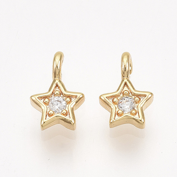 PandaHall Brass Charms, with Cubic Zirconia, Real 18K Gold Plated, Nickel Free, Star, Clear, 6.5x4.5x2.5mm, Hole: 1mm Brass+Cubic Zirconia...
PandaHall Brass Charms, with Cubic Zirconia, Real 18K Gold Plated, Nickel Free, Star, Clear, 6.5x4.5x2.5mm, Hole: 1mm Brass+Cubic Zirconia...