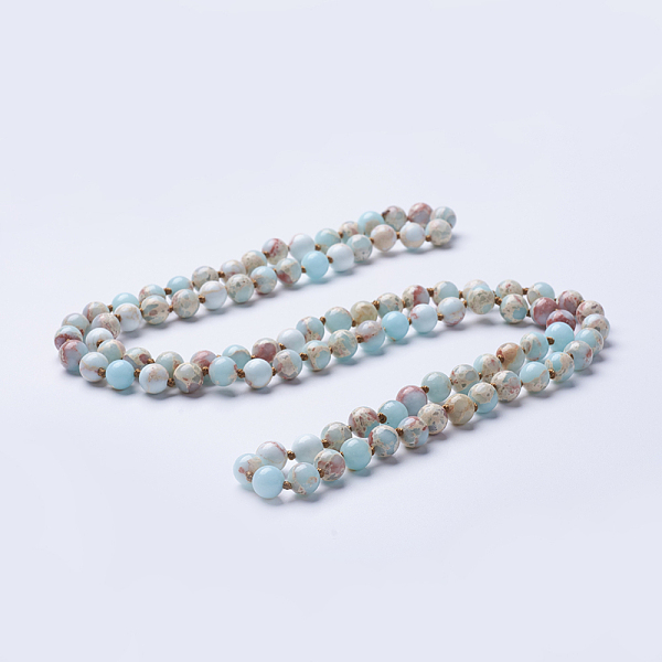 PandaHall Natural Regalite/Imperial Jasper/Sea Sediment Jasper Beaded Necklaces, Round, Dyed & Heated, Pale Turquoise, 36 inch(91.44cm)..., Cyan
PandaHall Natural Regalite/Imperial Jasper/Sea Sediment Jasper Beaded Necklaces, Round, Dyed & Heated, Pale Turquoise, 36 inch(91.44cm)..., Cyan