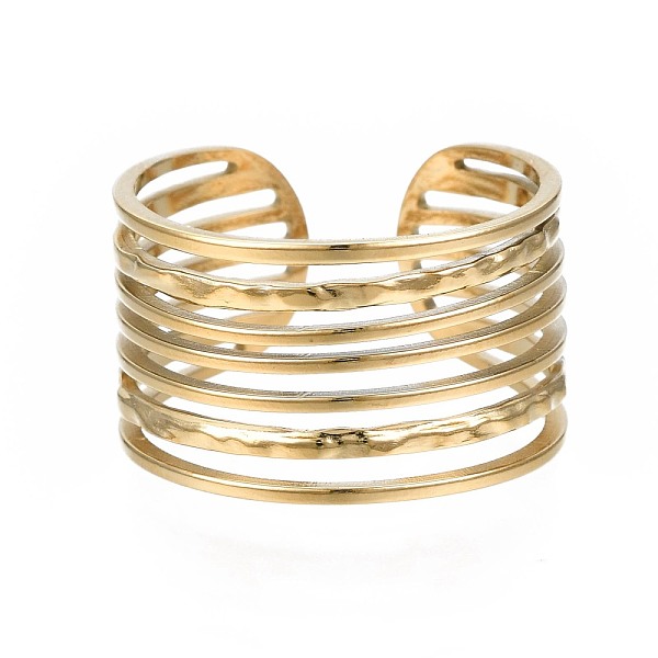 PandaHall 304 Stainless Steel Multi-string Open Cuff Ring, Chunky Hollow Ring for Women, Golden, US Size 7 1/4(17.5mm) 304 Stainless Steel
PandaHall 304 Stainless Steel Multi-string Open Cuff Ring, Chunky Hollow Ring for Women, Golden, US Size 7 1/4(17.5mm) 304 Stainless Steel
