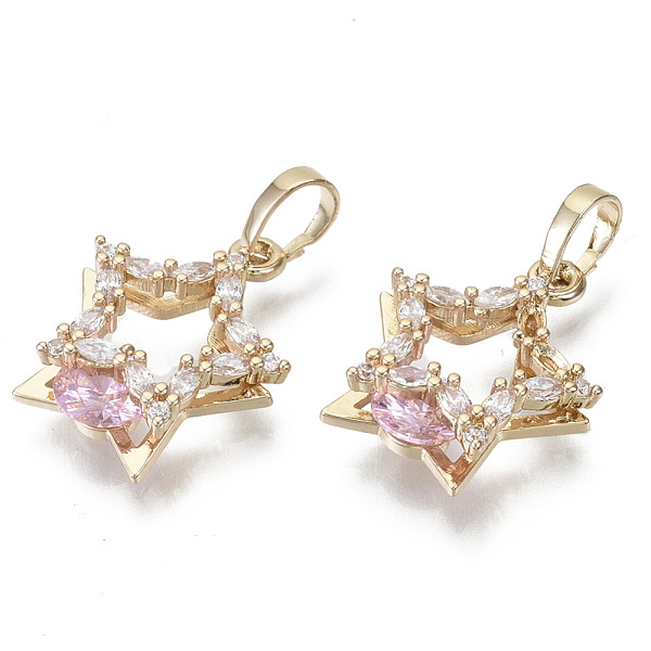 PandaHall Brass Micro Cubic Zirconia Pendants, with Glass and Brass Snap on Bails, Star, Light Gold, Pearl Pink, 17~18x15~16x5mm, Hole...
PandaHall Brass Micro Cubic Zirconia Pendants, with Glass and Brass Snap on Bails, Star, Light Gold, Pearl Pink, 17~18x15~16x5mm, Hole...