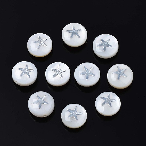 PandaHall Natural Freshwater Shell Beads, with Brass Metal Embellishments, Flat Round with Star, Platinum, 8x4~5mm, Hole: 0.6mm Freshwater...
PandaHall Natural Freshwater Shell Beads, with Brass Metal Embellishments, Flat Round with Star, Platinum, 8x4~5mm, Hole: 0.6mm Freshwater...