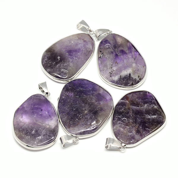 PandaHall Natural Amethyst Pendants, with Iron Findings, Nuggets, Platinum, 42~50x29~36x4~7mm, Hole: 6x9mm Amethyst Nuggets
PandaHall Natural Amethyst Pendants, with Iron Findings, Nuggets, Platinum, 42~50x29~36x4~7mm, Hole: 6x9mm Amethyst Nuggets