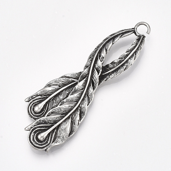 PandaHall Tibetan Style Alloy Big Pendants, Peacock Feathers, Antique Silver, 68x24x4mm, Hole: 4mm Alloy Feather
PandaHall Tibetan Style Alloy Big Pendants, Peacock Feathers, Antique Silver, 68x24x4mm, Hole: 4mm Alloy Feather