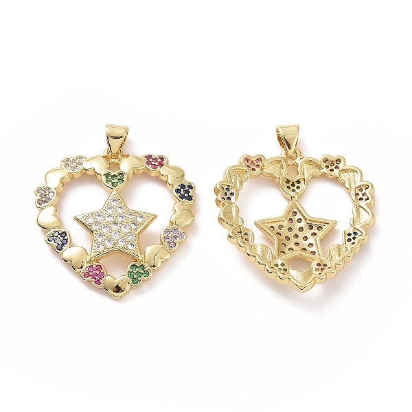 PandaHall Brass Micro Pave Cubic Zirconia Pendants, Heart with Star Charms, Golden, Colorful, 29x28x3.5~4mm, Hole: 3~3.5x4mm Brass+Cubic...
PandaHall Brass Micro Pave Cubic Zirconia Pendants, Heart with Star Charms, Golden, Colorful, 29x28x3.5~4mm, Hole: 3~3.5x4mm Brass+Cubic...