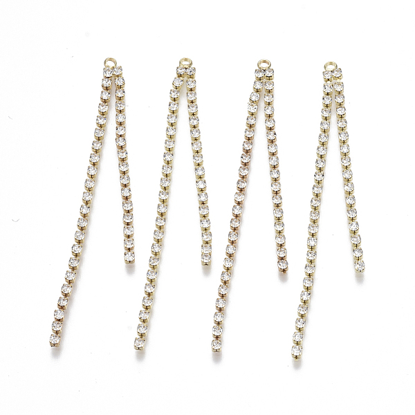 PandaHall Brass Rhinestone Cup Chains Tassel Big Pendants, Crystal, Golden, 70x4x2mm, Hole: 1.6mm Brass
PandaHall Brass Rhinestone Cup Chains Tassel Big Pendants, Crystal, Golden, 70x4x2mm, Hole: 1.6mm Brass