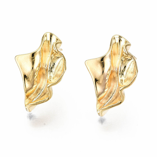 PandaHall Brass Stud Earrings, Nickel Free, Wave, Real 18K Gold Plated, 21x14.5mm, Pin: 0.6mm Brass Others
PandaHall Brass Stud Earrings, Nickel Free, Wave, Real 18K Gold Plated, 21x14.5mm, Pin: 0.6mm Brass Others