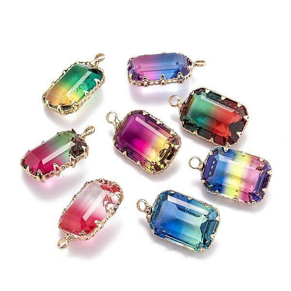 PandaHall Two Tone Transparent Glass Pendants, with Golden Plated Brass Settings, Faceted, Rectangle, Mixed Color, 23x13.5x8.5mm, Hole: 2mm..., Multicolor
PandaHall Two Tone Transparent Glass Pendants, with Golden Plated Brass Settings, Faceted, Rectangle, Mixed Color, 23x13.5x8.5mm, Hole: 2mm..., Multicolor