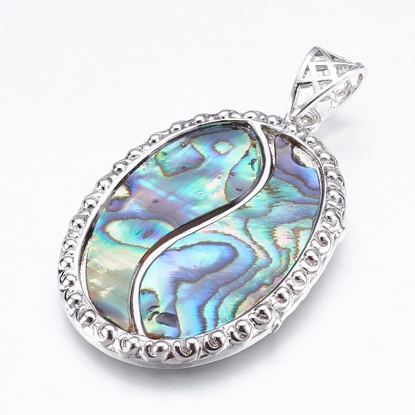 PandaHall Abalone Shell/Paua Shell Pendants, with Brass Findings, Oval, Platinum, 44x30.5x3mm, Hole: 4x6mm Paua Shell Oval
PandaHall Abalone Shell/Paua Shell Pendants, with Brass Findings, Oval, Platinum, 44x30.5x3mm, Hole: 4x6mm Paua Shell Oval