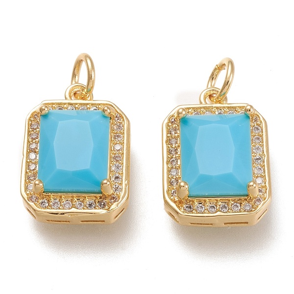 PandaHall Brass Glass Charms, with Micro Pave Clear Cubic Zirconia and Jump Ring, Rectangle, Real 18K Gold Plated, Deep Sky Blue...
PandaHall Brass Glass Charms, with Micro Pave Clear Cubic Zirconia and Jump Ring, Rectangle, Real 18K Gold Plated, Deep Sky Blue...