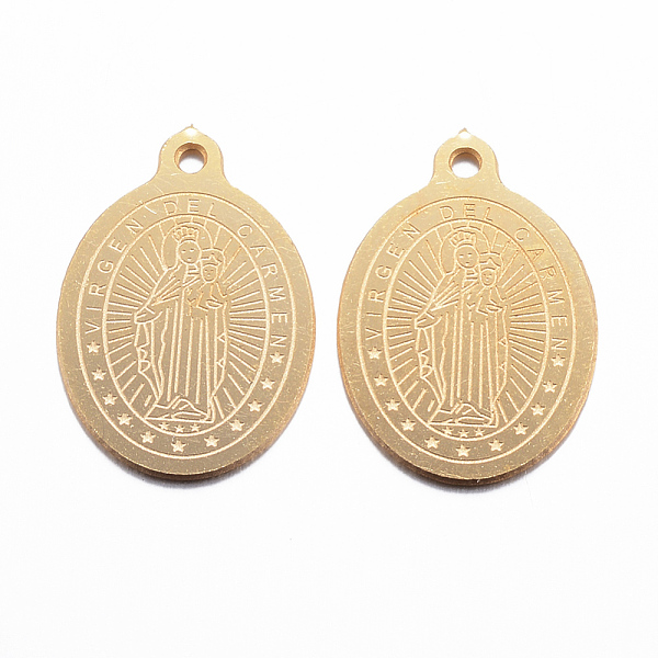 PandaHall Ion Plating(IP) 304 Stainless Steel Pendant, Oval with Virgin Mary, Golden, 17.5x12x0.8mm, Hole: 1mm 304 Stainless Steel Oval
PandaHall Ion Plating(IP) 304 Stainless Steel Pendant, Oval with Virgin Mary, Golden, 17.5x12x0.8mm, Hole: 1mm 304 Stainless Steel Oval