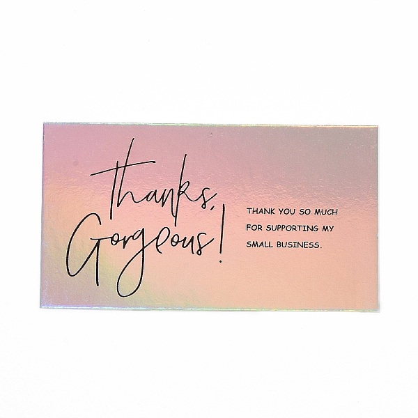 PandaHall Laser Thank You Card, for Thanksgiving Day Decorations, Rectangle, Colorful, 50x90x0.4mm, 50pcs/bag Paper Word
PandaHall Laser Thank You Card, for Thanksgiving Day Decorations, Rectangle, Colorful, 50x90x0.4mm, 50pcs/bag Paper Word