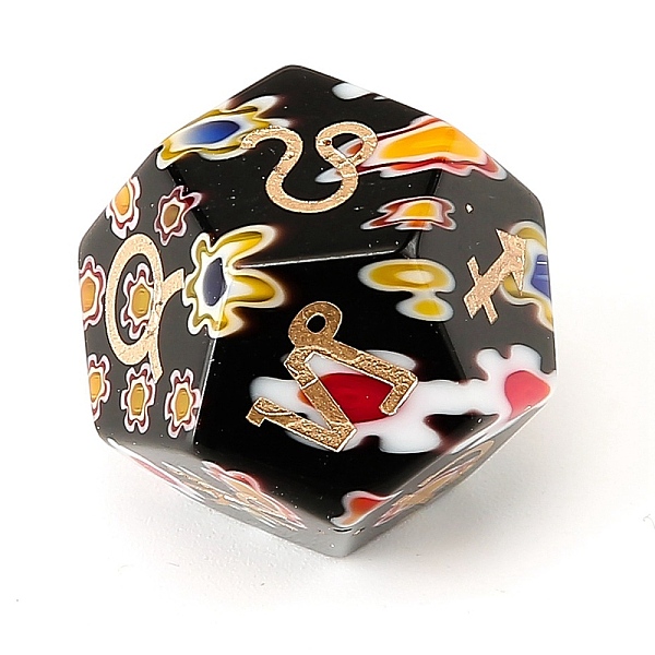 PandaHall Handmade Millefiori Glass Classical 12-Sided Polyhedral Dice, Engrave Twelve Constellations Divination Game Toy, Black, 20x20mm...
PandaHall Handmade Millefiori Glass Classical 12-Sided Polyhedral Dice, Engrave Twelve Constellations Divination Game Toy, Black, 20x20mm...