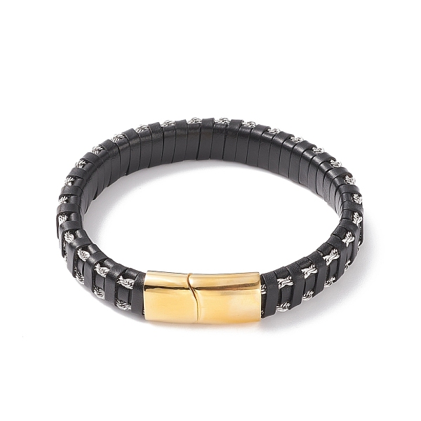 PandaHall Leather Braided Cord Bracelets, 304 Stainless Steel Magnetic Clasp, Rectangle, Golden, Black, 8-5/8 inch(22cm), 12x6mm Leather...
PandaHall Leather Braided Cord Bracelets, 304 Stainless Steel Magnetic Clasp, Rectangle, Golden, Black, 8-5/8 inch(22cm), 12x6mm Leather...