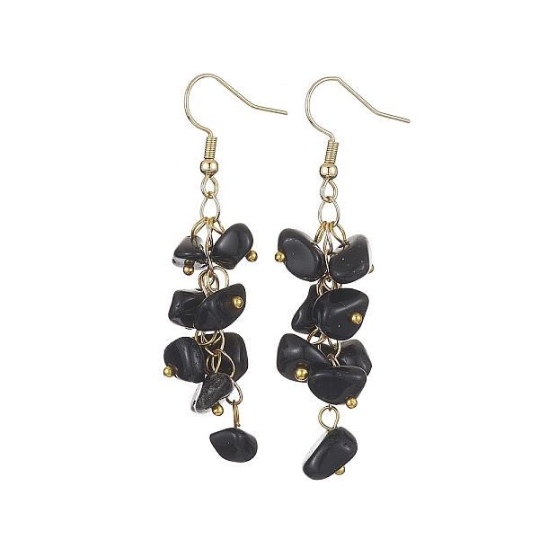 PandaHall Natural Obsidian Chips Dangle Earrings, Golden 304 Stainless Steel Cluster Earrings, 58~60x12~16mm Obsidian
PandaHall Natural Obsidian Chips Dangle Earrings, Golden 304 Stainless Steel Cluster Earrings, 58~60x12~16mm Obsidian
