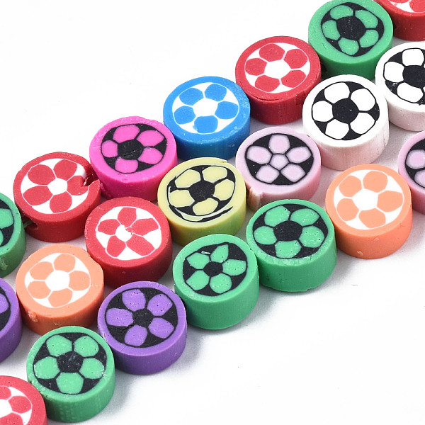PandaHall Handmade Polymer Clay Bead Strands, FLat Round with Football, Mixed Color, 9~10x4~5.5mm, Hole: 1.6mm, about 40pcs/strand, 14.96..., Multicolor
PandaHall Handmade Polymer Clay Bead Strands, FLat Round with Football, Mixed Color, 9~10x4~5.5mm, Hole: 1.6mm, about 40pcs/strand, 14.96..., Multicolor