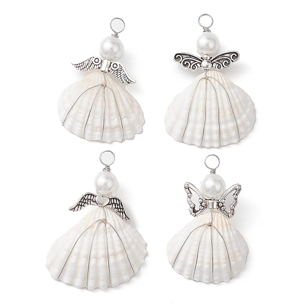 PandaHall 4Pcs 4 Styles Copper Wire Wrapped Shell Pendants, Angel Charms with Glass Pearl Beads & Alloy Wings, Antique Silver & Platinum...
PandaHall 4Pcs 4 Styles Copper Wire Wrapped Shell Pendants, Angel Charms with Glass Pearl Beads & Alloy Wings, Antique Silver & Platinum...