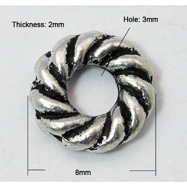 PandaHall Tibetan Style Spacer Beads, Lead Free & Cadmium Free & Nickel Free, Donut, Antique Silver, Size: about 8mm in diameter, 2mm thick...
PandaHall Tibetan Style Spacer Beads, Lead Free & Cadmium Free & Nickel Free, Donut, Antique Silver, Size: about 8mm in diameter, 2mm thick...