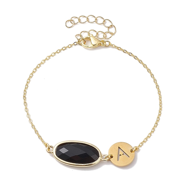 PandaHall Natural Black Onyx(Dyed & Heated) Faceted Oval Link Bracelets, Titanium Steel Hollow Letter A Brass Cable Chain Bracelets for...
PandaHall Natural Black Onyx(Dyed & Heated) Faceted Oval Link Bracelets, Titanium Steel Hollow Letter A Brass Cable Chain Bracelets for...