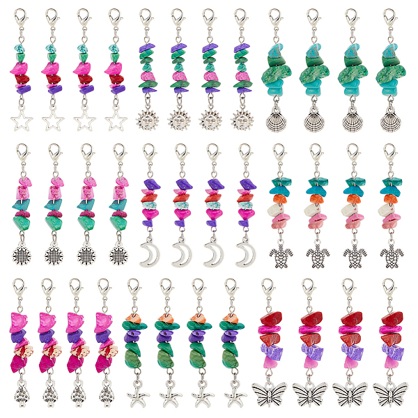 PandaHall WADORN 12 Sets 3 Style Tibetan Style Alloy Pendant Decorations, with 7 Chakra Synthetic Turquoise Beads and Alloy Lobster Claw...
PandaHall WADORN 12 Sets 3 Style Tibetan Style Alloy Pendant Decorations, with 7 Chakra Synthetic Turquoise Beads and Alloy Lobster Claw...
