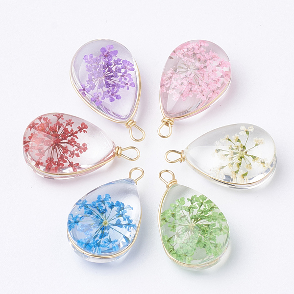 PandaHall Glass Pendants, with Dried Flower Inside & Brass Findings, teardrop, Golden, Mixed Color, 22~24x13x8mm, Hole: 2mm Brass+Glass..., Multicolor
PandaHall Glass Pendants, with Dried Flower Inside & Brass Findings, teardrop, Golden, Mixed Color, 22~24x13x8mm, Hole: 2mm Brass+Glass..., Multicolor