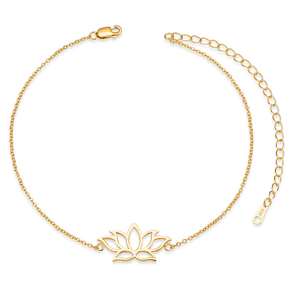 PandaHall SHEGRACE 925 Sterling Silver Link Anklets, with Cable Chain, Lotus, Golden, 8-1/4 inch(21cm) Sterling Silver
PandaHall SHEGRACE 925 Sterling Silver Link Anklets, with Cable Chain, Lotus, Golden, 8-1/4 inch(21cm) Sterling Silver