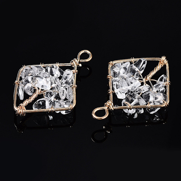 PandaHall Natural Quartz Crystal Pendants, Golden Tone Brass Wire Wrapped, Tree, Rhombus, 43.5~44.5x29.5~31x6.5~7.5mm, Hole: 4mm Quartz...
PandaHall Natural Quartz Crystal Pendants, Golden Tone Brass Wire Wrapped, Tree, Rhombus, 43.5~44.5x29.5~31x6.5~7.5mm, Hole: 4mm Quartz...