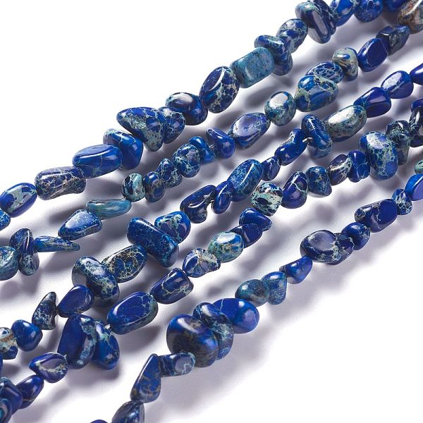 PandaHall Natural Imperial Jasper Bead Strands, Dyed, Chips, Medium Blue, 6~10x5~8x4~6mm, Hole: 1.2mm, about 79pcs/strand, 15.75 inch(40cm)...
PandaHall Natural Imperial Jasper Bead Strands, Dyed, Chips, Medium Blue, 6~10x5~8x4~6mm, Hole: 1.2mm, about 79pcs/strand, 15.75 inch(40cm)...