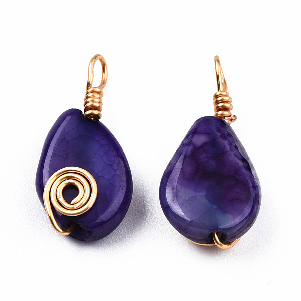 PandaHall Natural Agate Pendants, with Light Gold Plated Brass Findings, Teardrop Charm, Dyed & Heated, Indigo, 27~29x12.5~13.5x6~7mm, Hole..., Purple
PandaHall Natural Agate Pendants, with Light Gold Plated Brass Findings, Teardrop Charm, Dyed & Heated, Indigo, 27~29x12.5~13.5x6~7mm, Hole..., Purple