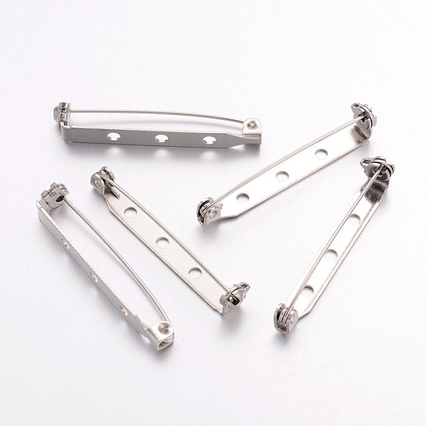 PandaHall 50Pcs Iron Brooch Findings, Back Bar Pins, with Three Holes, Platinum, 38x5mm, Hole: 2mm Iron
PandaHall 50Pcs Iron Brooch Findings, Back Bar Pins, with Three Holes, Platinum, 38x5mm, Hole: 2mm Iron