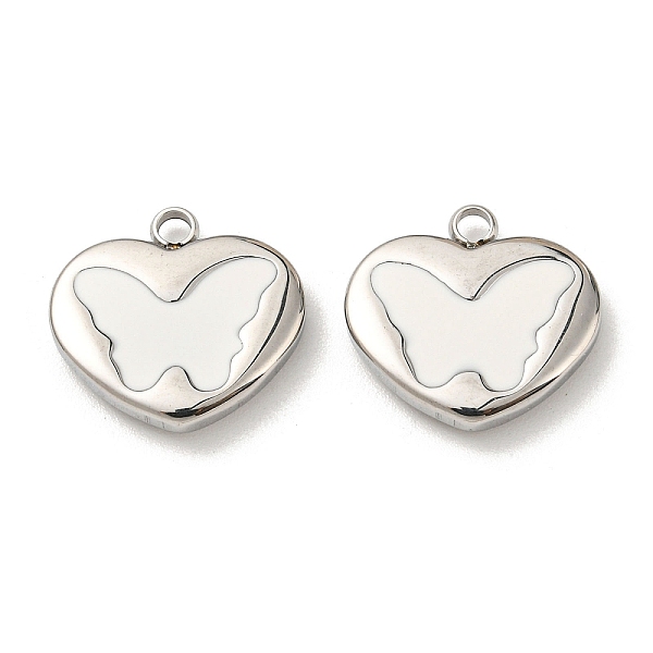 PandaHall 304 Stainless Steel Enamel Pendants, Heart with Butterfly Charms, Stainless Steel Color, White, 14x15x3mm, Hole: 1.8mm Stainless...
PandaHall 304 Stainless Steel Enamel Pendants, Heart with Butterfly Charms, Stainless Steel Color, White, 14x15x3mm, Hole: 1.8mm Stainless...