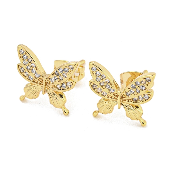 PandaHall Brass Micro Pave Cubic Zirconia Ear Studs, Butterfly, Real 18K Gold Plated, 12x12.5mm Brass Butterfly Clear
PandaHall Brass Micro Pave Cubic Zirconia Ear Studs, Butterfly, Real 18K Gold Plated, 12x12.5mm Brass Butterfly Clear