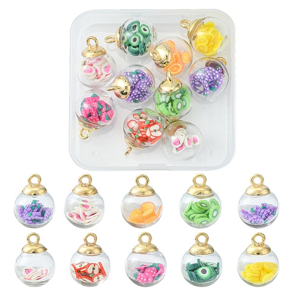 PandaHall 10Pcs 10 Style Glass Ball Pendants, with Mixed Polymer Clay Fruit Inside & Golden CCB Plastic Pendant Bails, Round Charms, Mixed..., Multicolor
PandaHall 10Pcs 10 Style Glass Ball Pendants, with Mixed Polymer Clay Fruit Inside & Golden CCB Plastic Pendant Bails, Round Charms, Mixed..., Multicolor
