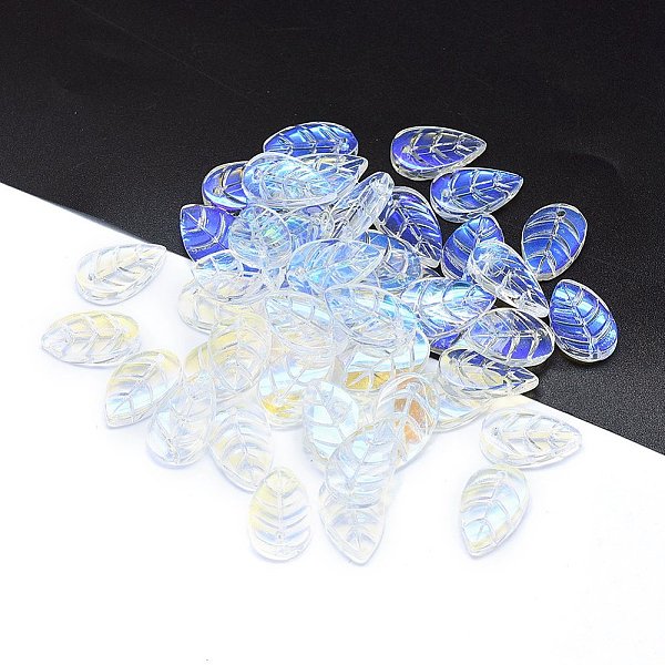 PandaHall Transparent Glass Pendants, Leaf Charms, Clear AB, 18x11x3mm, Hole: 1.2mm Glass Leaf White
PandaHall Transparent Glass Pendants, Leaf Charms, Clear AB, 18x11x3mm, Hole: 1.2mm Glass Leaf White