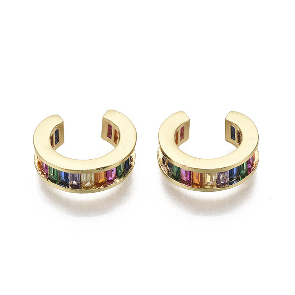 PandaHall Brass Micro Pave Cubic Zirconia Cuff Earrings, Ring, Colorful, Real 18K Gold Plated, Nickel Free, 4x9mm Brass
PandaHall Brass Micro Pave Cubic Zirconia Cuff Earrings, Ring, Colorful, Real 18K Gold Plated, Nickel Free, 4x9mm Brass