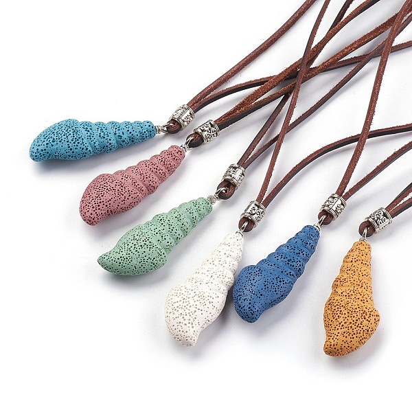 PandaHall Adjustable Synthetic Lava Rock Pendant Necklaces, with Leather Cord and Alloy Finding, Sea Snail, Mixed Color, 34.64 inch~35.43..., Multicolor
PandaHall Adjustable Synthetic Lava Rock Pendant Necklaces, with Leather Cord and Alloy Finding, Sea Snail, Mixed Color, 34.64 inch~35.43..., Multicolor