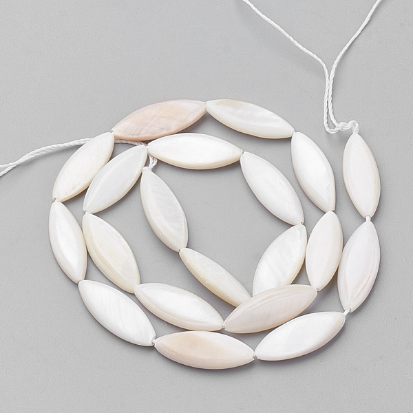PandaHall Natural Shell Beads Strands, Shuttle, White, about 21mm long, 7mm wide, 4mm thick, hole: 0.5mm, 19pcs/strand, 16 inch Freshwater...
PandaHall Natural Shell Beads Strands, Shuttle, White, about 21mm long, 7mm wide, 4mm thick, hole: 0.5mm, 19pcs/strand, 16 inch Freshwater...