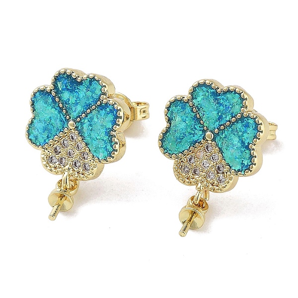 PandaHall Clover Shape Brass Micro Pave Cubic Zirconia Stud Earrings, with Synthetic Opal, for Half Drilled Beads, Cadmium Free & Lead Free...
PandaHall Clover Shape Brass Micro Pave Cubic Zirconia Stud Earrings, with Synthetic Opal, for Half Drilled Beads, Cadmium Free & Lead Free...