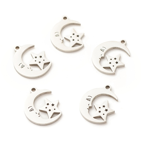 PandaHall 201 Stainless Steel Pendants, Moon with Face & Star, Stainless Steel Color, 17x13x1.2mm, Hole: 1.5mm 201 Stainless Steel Moon
PandaHall 201 Stainless Steel Pendants, Moon with Face & Star, Stainless Steel Color, 17x13x1.2mm, Hole: 1.5mm 201 Stainless Steel Moon