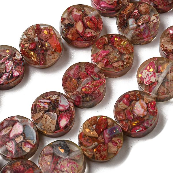 PandaHall Dyed Natural Imperial Jasper with Resin Beads Strands, Flat Round, Cerise, 16x5.5~7mm, Hole: 1.2mm, about 11pcs/strand, 6.93 inch..., Red
PandaHall Dyed Natural Imperial Jasper with Resin Beads Strands, Flat Round, Cerise, 16x5.5~7mm, Hole: 1.2mm, about 11pcs/strand, 6.93 inch..., Red