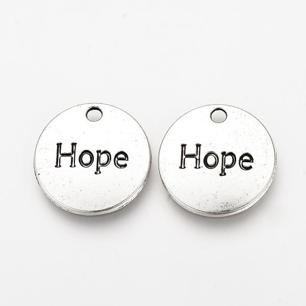 PandaHall Tibetan Style Alloy Pendants, Inspirational Message Pendants, Flat Round with Word Hope, Cadmium Free & Lead Free, Antique Silver...
PandaHall Tibetan Style Alloy Pendants, Inspirational Message Pendants, Flat Round with Word Hope, Cadmium Free & Lead Free, Antique Silver...
