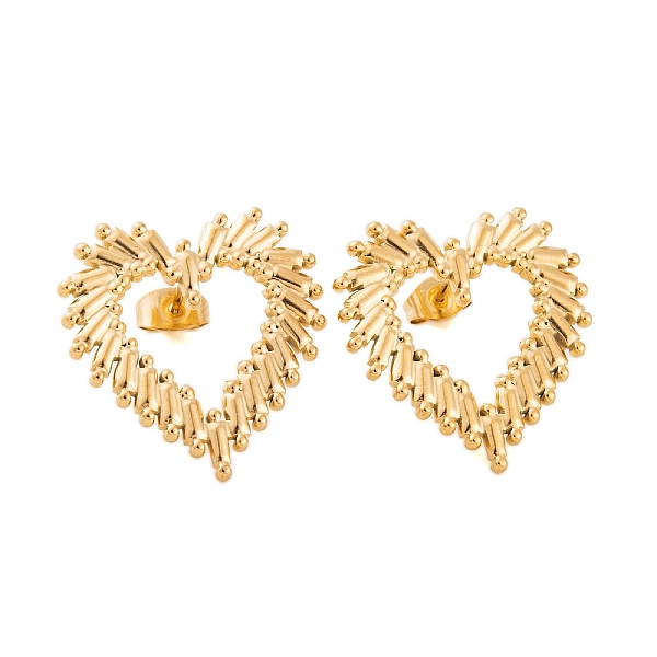 PandaHall Ion Plating(IP) 304 Stainless Steel Stud Earrings for Women, Hollow Heart, Real 18K Gold Plated, 25x24mm 304 Stainless Steel Heart
PandaHall Ion Plating(IP) 304 Stainless Steel Stud Earrings for Women, Hollow Heart, Real 18K Gold Plated, 25x24mm 304 Stainless Steel Heart