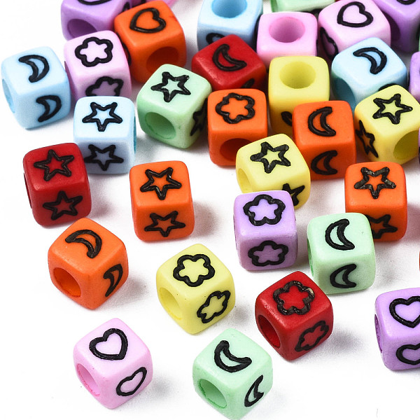 PandaHall Opaque Acrylic Beads, Cube with Black Moon & Star, Mixed Color, 6x6mm, Hole: 3.5mm, about 2900pcs/500g Acrylic Cube Multicolor
PandaHall Opaque Acrylic Beads, Cube with Black Moon & Star, Mixed Color, 6x6mm, Hole: 3.5mm, about 2900pcs/500g Acrylic Cube Multicolor