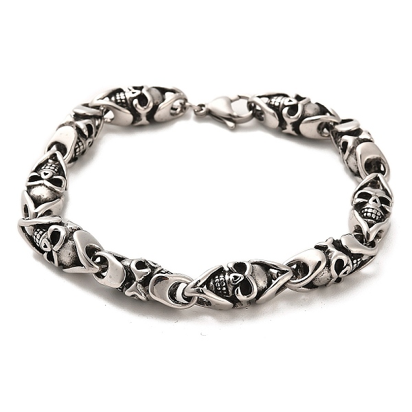 PandaHall 304 Stainless Steel Skull Link Chain Bracelets, Antique Silver, 9-1/8 inch(23.1cm) 304 Stainless Steel Skull
PandaHall 304 Stainless Steel Skull Link Chain Bracelets, Antique Silver, 9-1/8 inch(23.1cm) 304 Stainless Steel Skull