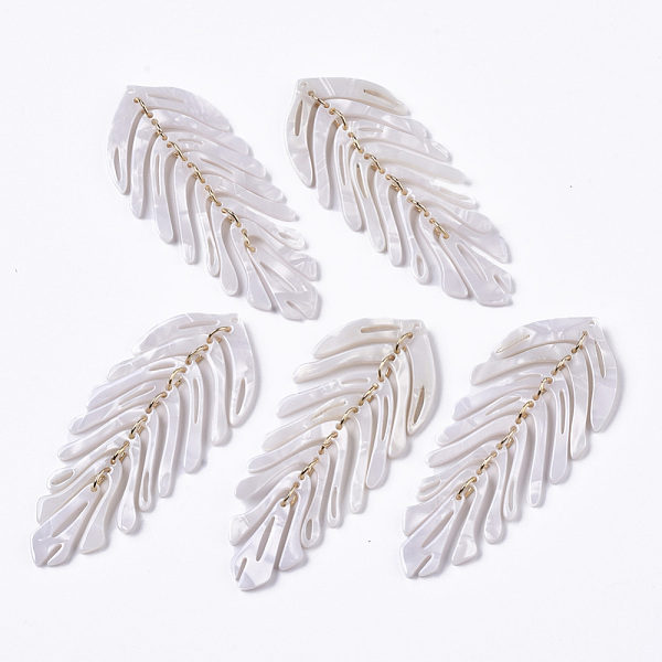 PandaHall Cellulose Acetate(Resin) Big Pendants, with Iron Loops, Leaf, Golden, WhiteSmoke, 70~76x29~31x3mm, Hole: 1.2mm Cellulose Acetate..., White
PandaHall Cellulose Acetate(Resin) Big Pendants, with Iron Loops, Leaf, Golden, WhiteSmoke, 70~76x29~31x3mm, Hole: 1.2mm Cellulose Acetate..., White