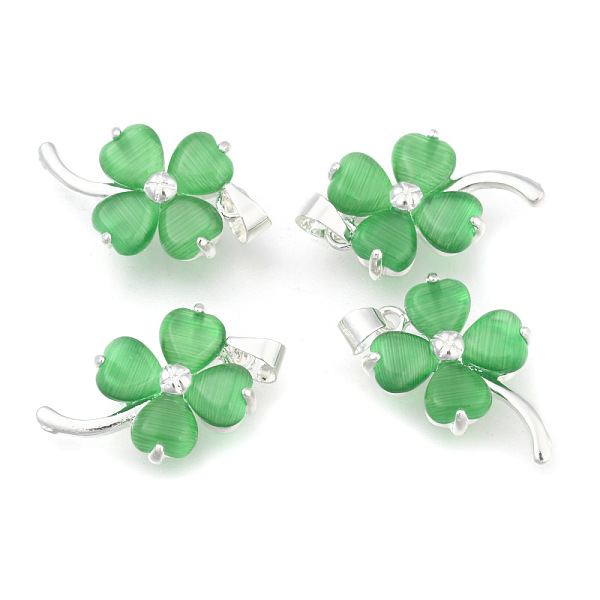 PandaHall Cat Eye Pendants, with Alloy Findings, Clover, Silver Color Plated, Dark Sea Green, 20x12.5x4mm, Hole: 4x5mm Alloy+Cat Eye Clover...
PandaHall Cat Eye Pendants, with Alloy Findings, Clover, Silver Color Plated, Dark Sea Green, 20x12.5x4mm, Hole: 4x5mm Alloy+Cat Eye Clover...