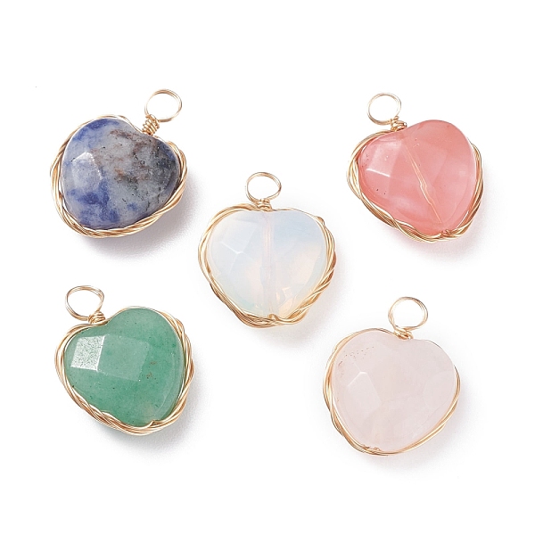 PandaHall Faceted Heart Natural & Synthetic Gemstone Pendants, with Real 18K Gold Plated Copper Wire Wrapped, 21.5x16.5x8mm, Hole: 4mm Mixed...
PandaHall Faceted Heart Natural & Synthetic Gemstone Pendants, with Real 18K Gold Plated Copper Wire Wrapped, 21.5x16.5x8mm, Hole: 4mm Mixed...
