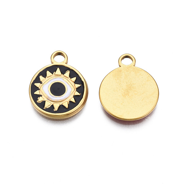 PandaHall 304 Stainless Steel Enamel Pendants, Real 18K Gold Plated, Flat Round with Eye, Black, 17x13.5x1.5mm, Hole: 2mm Stainless...
PandaHall 304 Stainless Steel Enamel Pendants, Real 18K Gold Plated, Flat Round with Eye, Black, 17x13.5x1.5mm, Hole: 2mm Stainless...