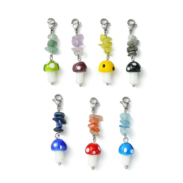 PandaHall Mushroom Handmade Lampwork Pendant Decorations, with Natural Chip Gemstone Beads and 304 Stainless Steel Lobster Claw Clasps..., Multicolor
PandaHall Mushroom Handmade Lampwork Pendant Decorations, with Natural Chip Gemstone Beads and 304 Stainless Steel Lobster Claw Clasps..., Multicolor
