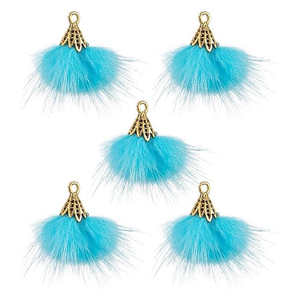PandaHall Faux Mink Fur Tassel Pendant Decorations, with Antique Golden Alloy Findings, Deep Sky Blue, 20~30x28~30mm, Hole: 1.8mm Fibre...
PandaHall Faux Mink Fur Tassel Pendant Decorations, with Antique Golden Alloy Findings, Deep Sky Blue, 20~30x28~30mm, Hole: 1.8mm Fibre...